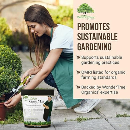 Eden Grow Max Organic Blended Neem Cake | Perfect for Home Gardening, Fruits, Lawns & Flowers | OMRI Listed (3lbs)