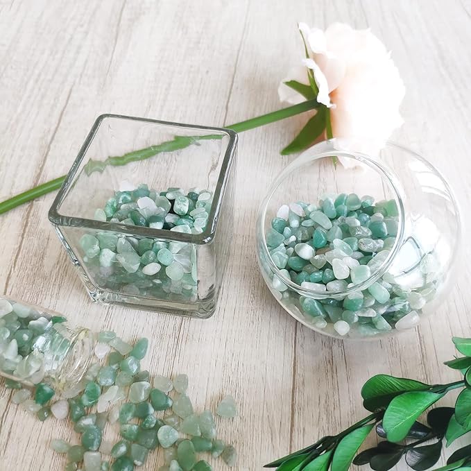 ZHIYUXI Green Aventurine Crystal Chips Fish Tank Gravel Vase Filler Stones Crushed Crystals Gemstone Polished Healing Crystals Natural Quartz Stone 0.44lbs