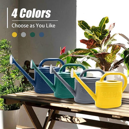 Watering Can for Indoor & Outdoor Plants, Plant Watering Can with Stainless Steel Shower Head, 1 Gallon Plastic Watering Can for Garden, Flowers, Vegetable, Greenhouse (Dark Blue, 1 Gallon)