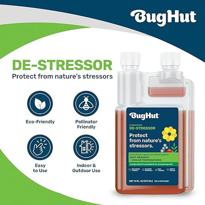 BugHut De-Stressor Plant Food - Natural Antioxidant for Healthy Growth and Protection - Liquid Antioxidant for Indoor and Outdoor Plants, Flowers, Vegetables - 0.5 oz., Makes 2 gallons