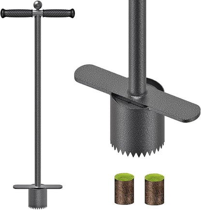 Dolibest Sod Plugger Tool, Grass Plugger Tool with Dual Pedals, Bulb Planter W/Sharp Serrations and Non-Slip Soft Grip Handle, for Lawn Planting Bulbs and Grass Repair (No Assembly)