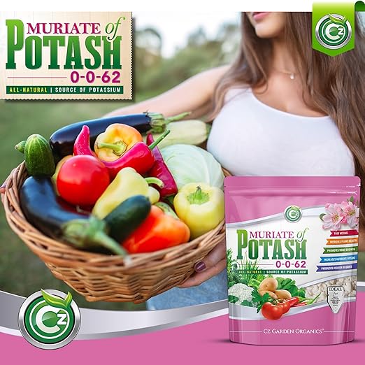 Muriate of Potash 0-0-62 Fertilizer Made in USA - MOP Potassium Plant Food for Indoor/Outdoor Plants, Flower Gardens, Fruit and Vegetable Gardens, Holistic Herbs, Trees and Green Lawns!