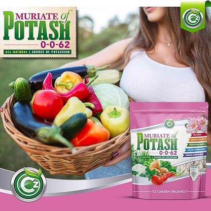 Muriate of Potash 0-0-62 Fertilizer Made in USA - MOP Potassium Plant Food for Indoor/Outdoor Plants, Flower Gardens, Fruit and Vegetable Gardens, Holistic Herbs, Trees and Green Lawns!
