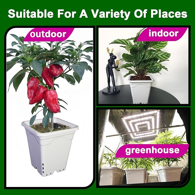 HG7X7SW 7"x7" Square White Pot, 9" Tall, Pack of 50 (50)