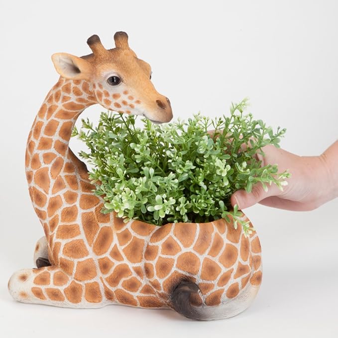 Bits and Pieces - Giraffe Planter - Yard Decorations - Wildlife Animal Urn for Plants - Indoor/Outdoor Decoration - Safari Inspired Yard Art
