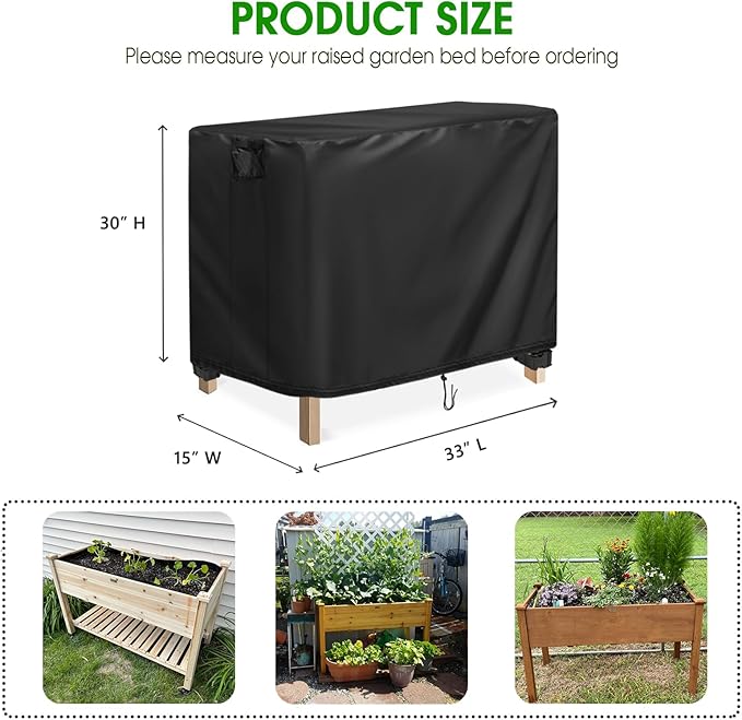 Outdoor Cover for Raised Garden Bed, 33 x 15 x 30 inch Waterproof Elevated Flower Bed Cover for Winter,Raised Tall Planter Box Covers for Outdoor Protection