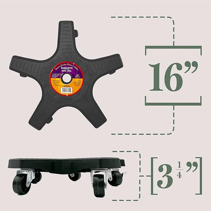 Bosmere 16" Plant Caddie - Heavy-Duty Rolling Plant Stand with Locking Wheels, 500 lb Capacity – Durable Plant Caddy for Indoor/Outdoor Use, Black