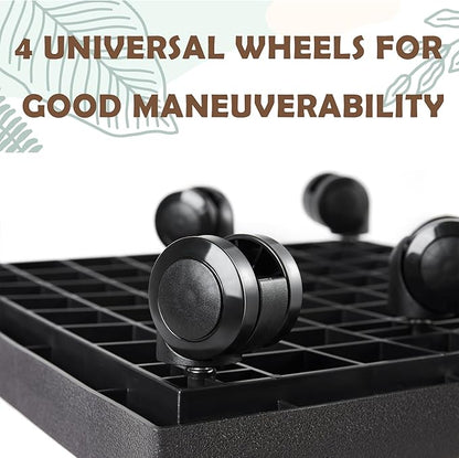 16.5 Inch Square Rolling Plant Caddy Saucer with Wheels, Heavy Duty Wheeled Planter Stand for Potted Plant, Coaster Roller Base Tray with Casters, Flower Pot Dolly Holder for Indoor Outdoor