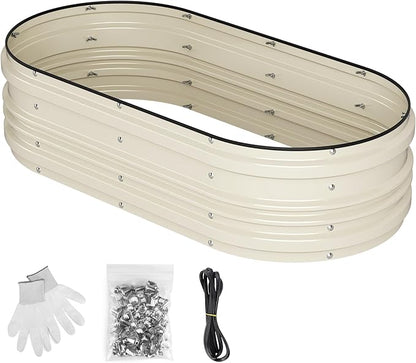 WORKPRO 4x2x1ft Galvanized Raised Garden Bed Set, Rust & Corrosion Protection, Easy Assembly, Safe Edge, Ideal for Vegetables & Flowers, White