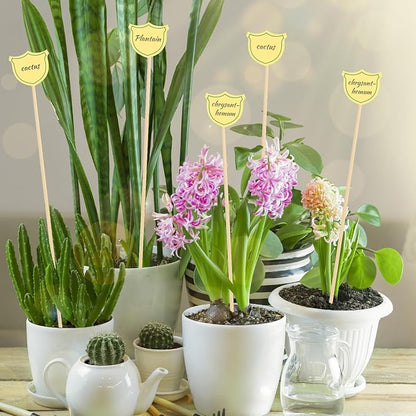 Bamboo Plant Stakes, 100 Pack 16" Sturdy Flower Sticks with Garden Ties, Garden Wood Plant Support Stakes for Orchid Holder, Floral Picks, Potted Plants, Wooden Sign Posting
