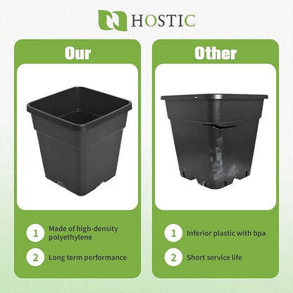 HOSTIC 3 Gallon Square Nursery Pots Flexible Plastic Pots for Plants Gallon Pot with Drainage Holes 10 Pcs