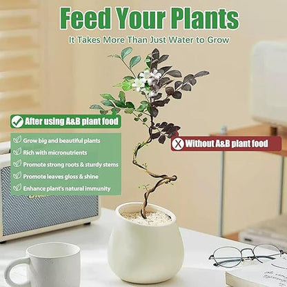 Hydroponics Nutrients (800ml Total), Plant Food A & B for Hydroponic Growing Systems and Indoor Plants, Growing System Accessories for Vegetables Fruits Flowers Thrive