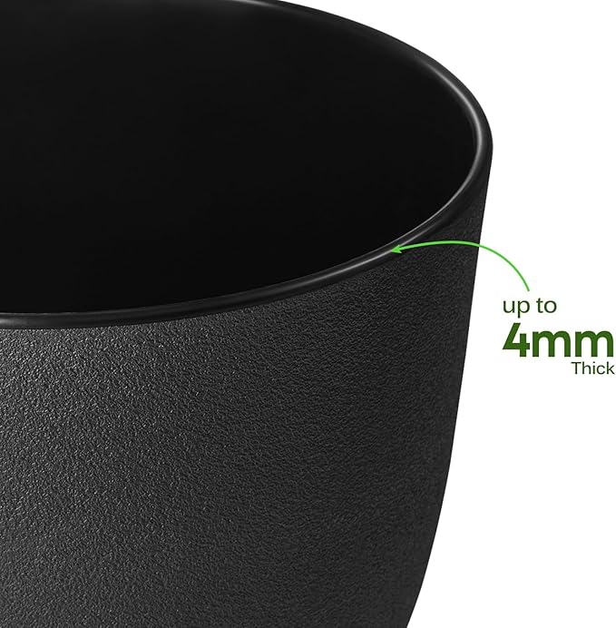 Plant Pots 8 Inch Set of 2, Flower Pots with Multi Mesh Drainage Holes, Planters for Indoor Outdoor Garden Plants and Flowers (Black)