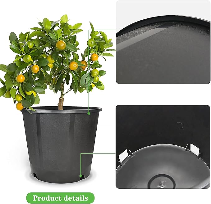 Planter Nursery Pots 3.1 Gallon Pots for Plants, Injection Molded Plastic Nursery Pots, Plant Container 3.1 Gal 10-Pack