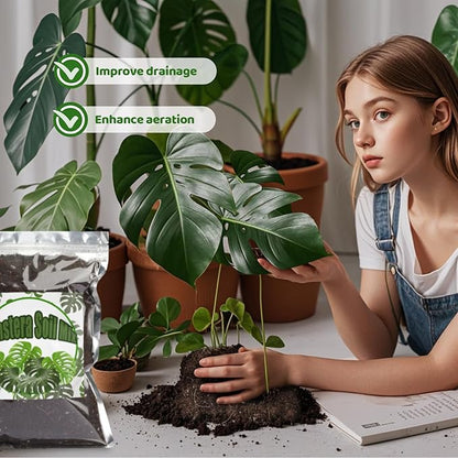 Monstera Potting Soil 10qt - Premium Tropical Blend with Rapid Drainage for Growing and Repotting Monstera Deliciosa (Split-Leaf Philodendron) and Swiss Cheese Plants