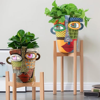 Picasso Brutalist Abstract Beauty Face Flower Pot, Head Planter for Indoor Plants, Funny Abstract Planters (Black)