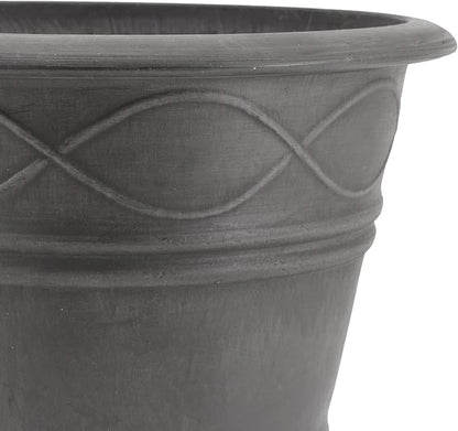 PSW Pot Collection Western Weave Planter Pot for Indoor and Outdoor Plants and Gardens, 14.5-inch, Dark Charcoal