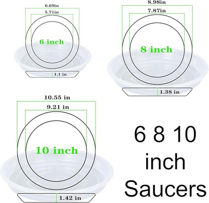 9 Pack of Clear Plant Saucer 6 8 10 inch, Plastic Flower Plant Pot Saucer, Heavy Duty Plant Drip Trays Saucers for Indoor, Plant Water Tray for Planters