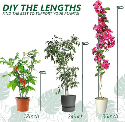 6 Pack 24 Inch Plant Support Stakes,Extendable Plant Stakes,Orchid Sticks with Clips for Indoor Outdoor,Garden Stakes for Plant,Tomato,Vegetables,Monstera.Plant Support Stakes for Two Sizes12 or 24 In