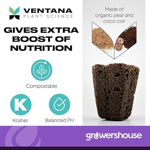 VPS OrganiPlug Hydroponic Seed Starter Plugs, 50 pcs in 1 Prefilled Tray, Rapid Root Planting Pods for Seedling, Clone, Cutting, Promotes Plant, Flower, Vegetable Growth w/Organic Soil Ingredients
