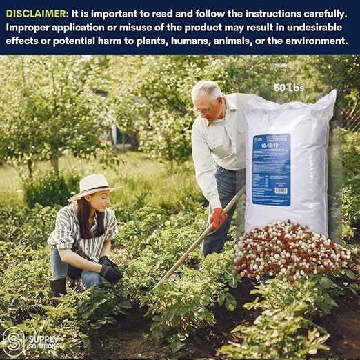 Supply Solutions 10-10-10 Complete Lawn & Garden Granular Fertilizer with Micronutrients – Balanced NPK Plant Food for Soil Health, Blooms & Roots – Safe for Vegetables, Fruits, Lawns (50 Pounds)
