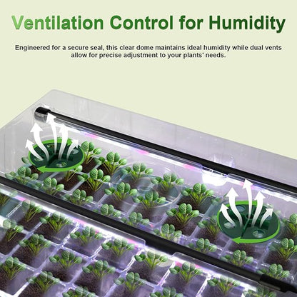TONYFUL Seed Starter Tray with Grow Light, 120-Cell Seed Starter Kit with 4.07” Humidity Dome, Indoor Seedling Starter Tray, Seed Starting Tray for Plant Germination, Seeds Growing