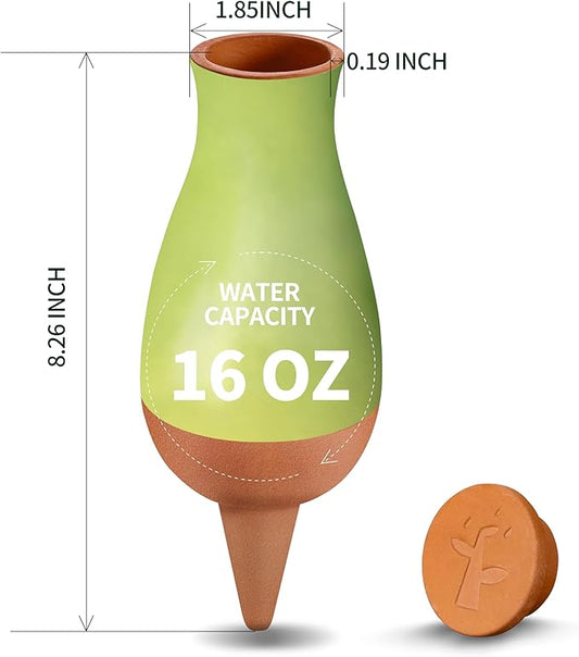 16 oz Drip Irrigation Stakes, Large Plant Watering Globes, Olla Pots Plant Watering Devices, Self Watering Planter Insert, Watering Spikes for Outdoor Indoor Everyday Vacation Use, 4-Pack