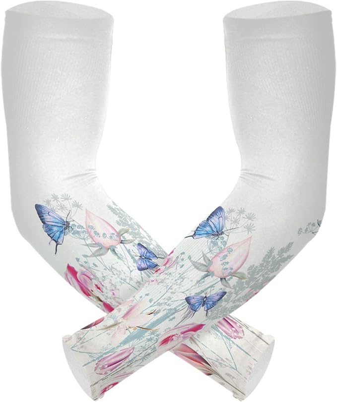 Wamika Gardening Sleeves Spring Globe Daisy Flowers Farm Sun Protective Arm Sleeves with Tumb Hole