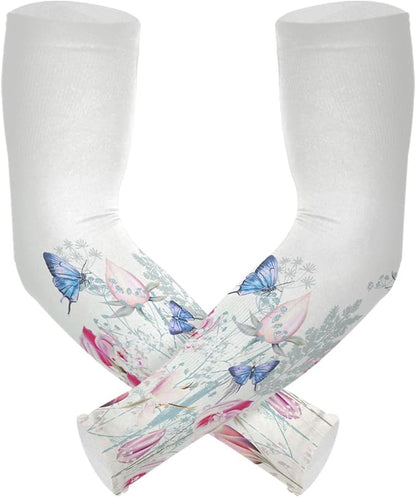 Wamika Gardening Sleeves Spring Globe Daisy Flowers Farm Sun Protective Arm Sleeves with Tumb Hole