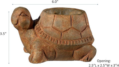 Classic Home and Garden Cement Buddies Animal Planter - Cute Desk Decoration - UV Coated Animal Vase w/Removable Drain Plug - Succulent Planter for Indoor/Outdoor Use (Turtle Planter, Rust, Small)
