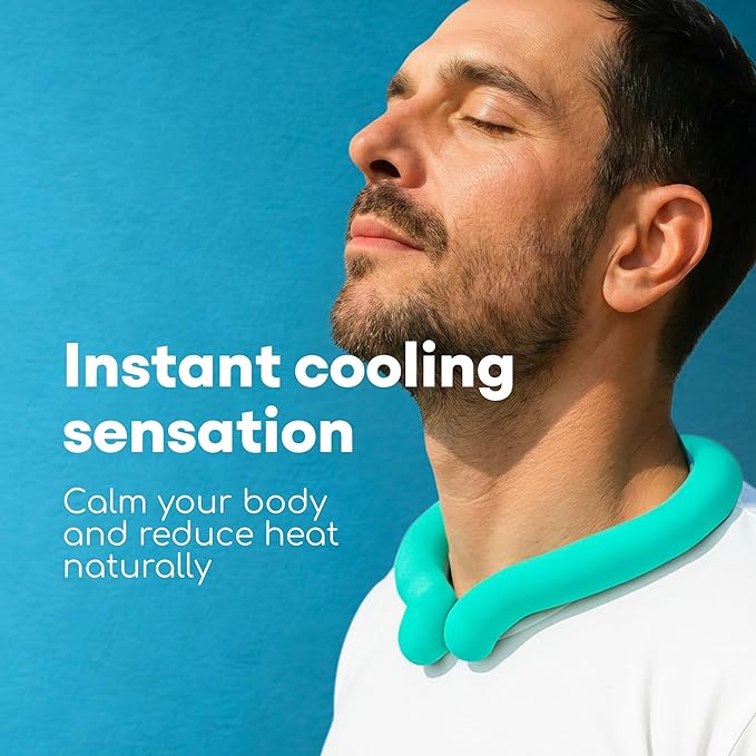 Medi Grade Neck Cooling Tube - Reusable, Instant Cooling Neck Ring - Mess-Free, Lightweight & Portable Ice Ring for Neck - No Power Needed - for Summer Heat Relief - 1 x Large - 6.1” x 7.3”