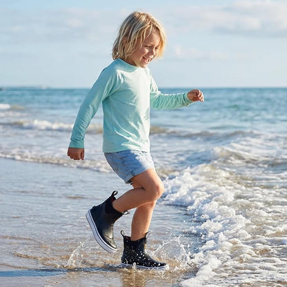 HISEA Kids Easy-On Rain Boots for Boys and Girls, Warm Waterproof Insulated Deck Boots Non-Slip Rubber Ankle Boots