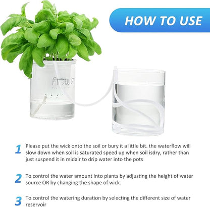 130 Feet Self Watering Wick Cord Watering Rope for Indoor Outdoor Potted Plant Self-Watering Planter Pots DIY Automatic Watering Device System Potted Plant Sitter Auto Drip Irrigation Waterer