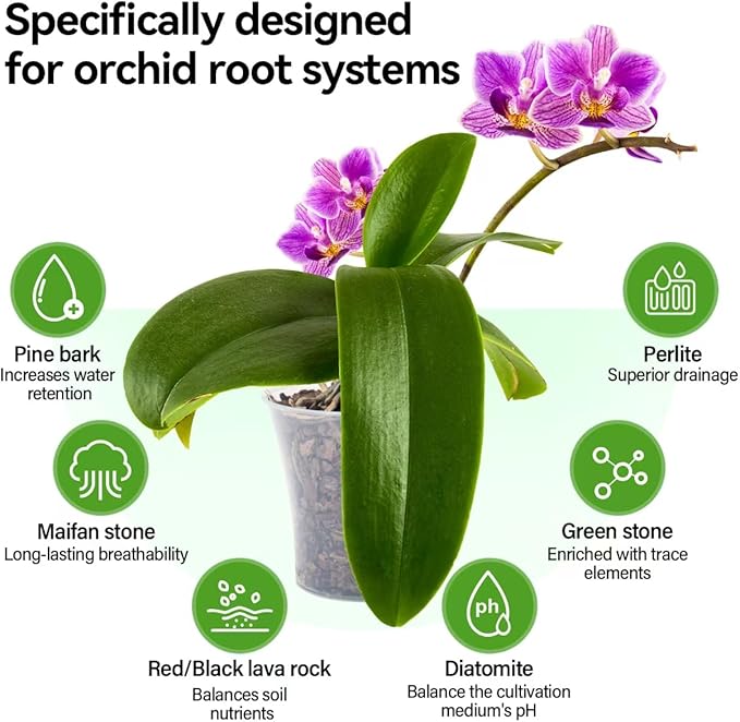 Orchid Bark Potting Mix with Pine Bark and Perlite, Fast Draining Orchid Soil for Healthy Roots, Ideal for Repotting Orchid and Orchid Bark for Indoor Plants (6 Quarts)