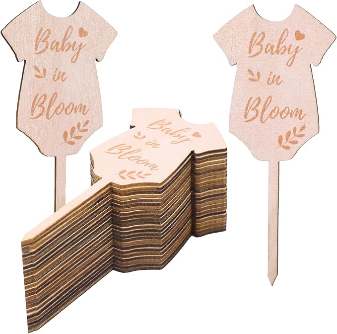 30Pcs Baby in Bloom Succulent Tags Wedding Favors, Hexagon Plant Sticks Wooden Stake Signs for Wedding Bridal Shower Baby Shower Decorations Anniversary Succulent Party Wraps for Favors