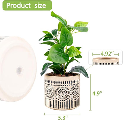 Ceramic Planter 4 Inch Plant Pots Indoor Outdoor Succulent Plant Pot Flower Pots Mid-Century Planter Ceramic Pot