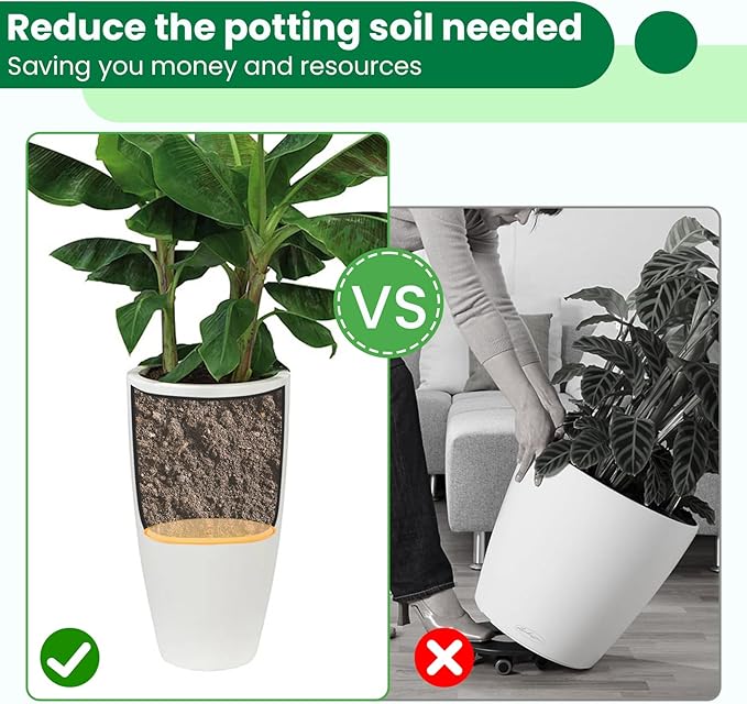 2-Pack Round Planter Insert - Plant Pot Insert with Drainage Holes, Use Less Potting Soil, Planter Accessories for Indoor & Outdoor Use (18 inch)