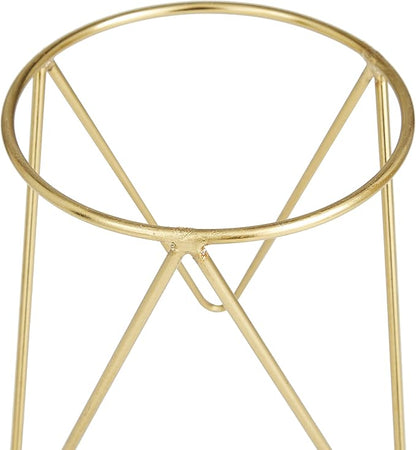 CosmoLiving by Cosmopolitan Metal Indoor Outdoor Planter Small Planter Pot with Removable Stand, Set of 2 Planters 7", 7"W, Gold
