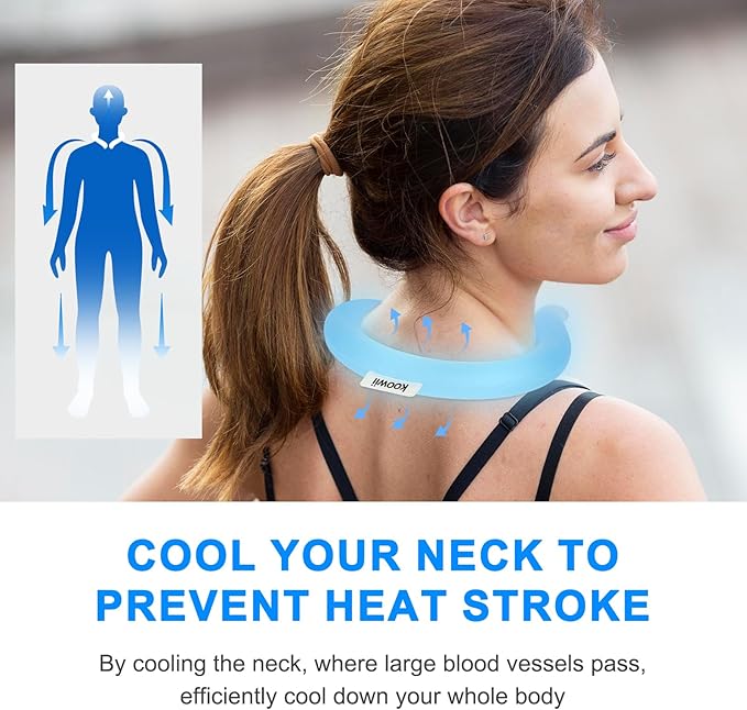 2-Pack Reusable Neck Cooling Tubes with Insulated Bag – Fast Freeze Ice Neck Wraps for Hot Weather, Sports & Outdoor Use, Eco-Friendly Ice Ring for Instant Cooling Relief Size M (Powder Blue)
