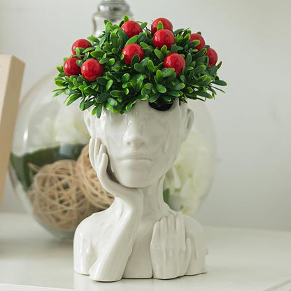 Face Planters Pots Head Planter, Succulent Planters for Indoor Outdoor Plants, Boho Lady Face Flower Pots with Drainage Hole, White Ceramic pots for Plants, Large Plant Pots Gift