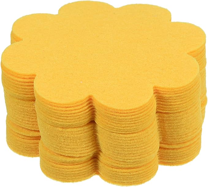 PATIKIL 3 Inch Plant Pot Hole Pad, 30 Pack Non-Woven Fabric Flower Shape Bonsai Bottom Soil Mat, Yellow