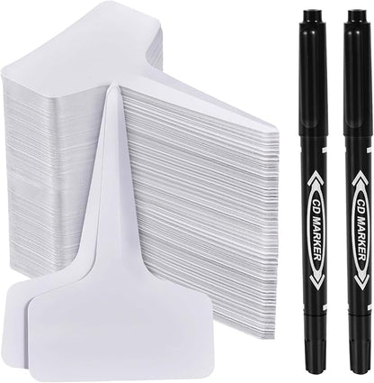 WSSROGY 240 Pcs T-Type Plastic Garden Plant Labels Tags Markers with Marker Pens for Outdoor Plants Name