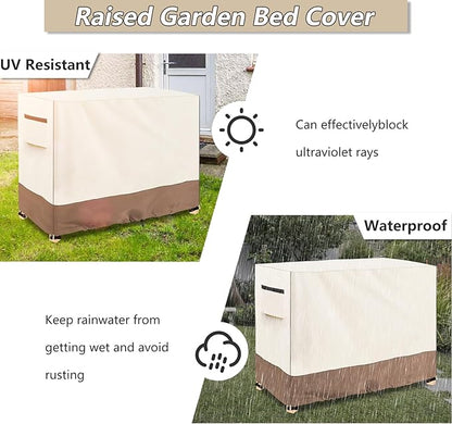 Outdoor Raised Garden Bed Winter Cover with Split Zipper,Waterproof Heavy Duty Cover for 48 x 24 x 30 inch Elevated Wood Planter Box Stand(Beige,Covers only)