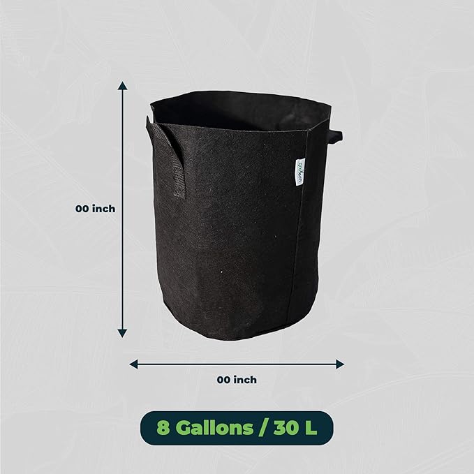 Plant Grower Bags - Maximize Your Garden's Growth Potential with 10-Pack 8-Gallon Bags Nonwoven Aeration, Sturdy Reinforced Handles, and Durability for Healthy Plants!-Black