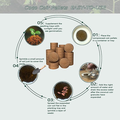 56 Pcs 30mm Compressed Coconut Coir Potting Soil,Coco Coir Pellets for Plants,Coco Fiber Pellets for Planting, Garden, Bonsai, Vegetables & Flower