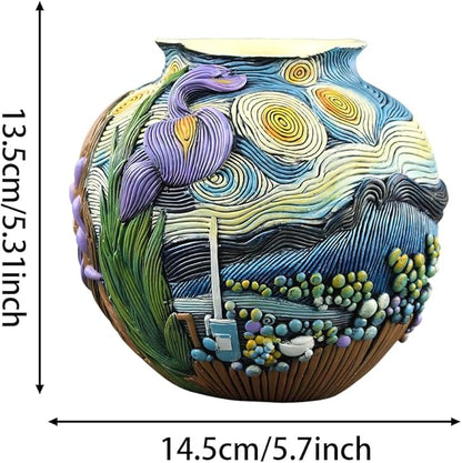 TOZLU Picasso Brutalist Beauty Face Flower Pot Ornaments Flower Pots Head Planter Pots Container Colorful Face Art Resin Flower Pot (Starry Night Flower Pot)