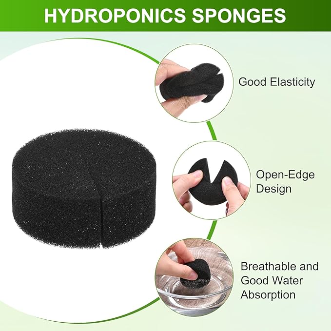 50-Pack Hydroponics Sponges, 2.76 Inch Growing Media Cylindrical Sponges for Planting Gardening Tool/Grow Seedlings/Home Vegetable Flower, Soilless Cultivation Seedling [Black]