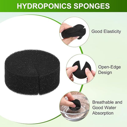 50-Pack Hydroponics Sponges, 2.76 Inch Growing Media Cylindrical Sponges for Planting Gardening Tool/Grow Seedlings/Home Vegetable Flower, Soilless Cultivation Seedling [Black]