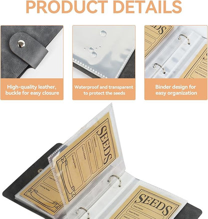 Klmnop Seed Storage Organizer, Seed Packet Organizer with 50pcs Self-Sealing Seed Envelopes, Seed Binder for Garden Storage, Seed Keeper(3.15'' x 4.72'')