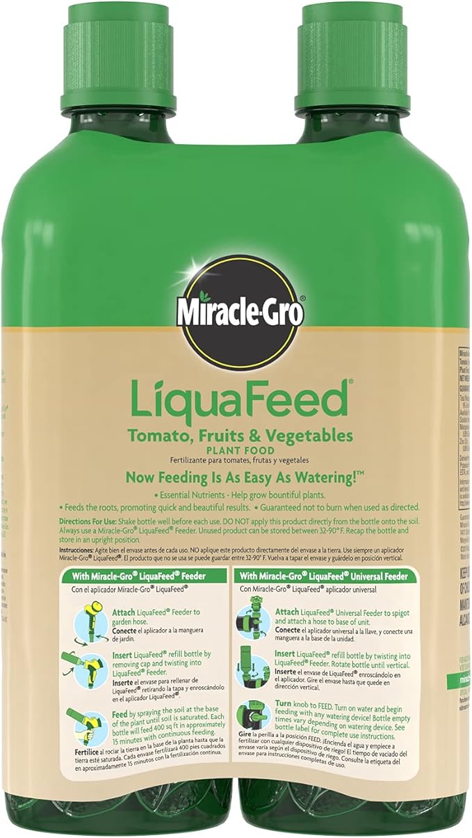Scotts LiquaFeed Tomato, Fruits & Vegetables Plant Food Refills, Plant Fertilizer, 16 fl. oz., 2 Bottles/Pack (6-Pack)
